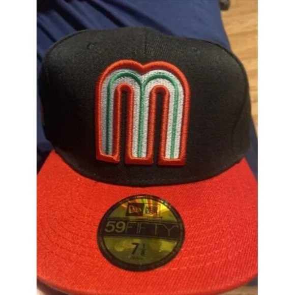 Men's Cap Mexico World Baseball Classic Black Red Snapback Hat WBC Read 7 1/8